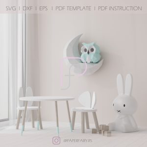Owl and Moon papercraft template