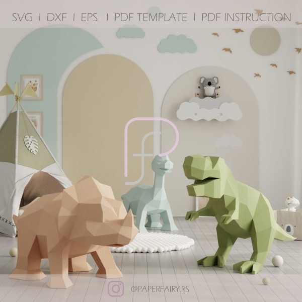 Baby Dinos Trio papercraft template