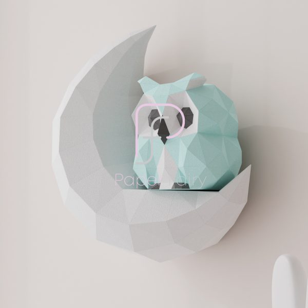 Owl and Moon papercraft template